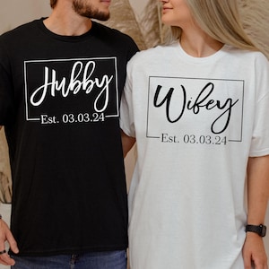 Custom Wifey and Hubby Shirt, Cute Honeymoon Shirts, Wifey Hubby, Mr Mrs Shirts, husband wife shirt, anniversary gift, valentines day shirt