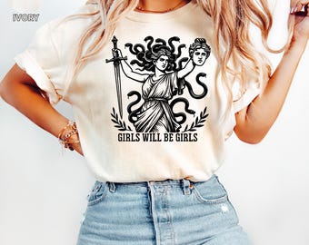 Mädchen werden Girls Comfort Colors® Shirt für Sie sein, Medusa mit Kopf des Perseus Feminist Shirt, Frauen Empowerment Shirt, Girl Power Tee