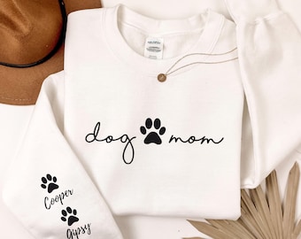 Personalized Dog Mama Sweatshirt, Custom Dog Mom Shirt, Dog Owner Hoodie, Dog Mama Clothings, Dog Mom Birthday Gift, Happy Mothers Day Gift