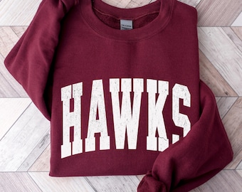 Hawks Mascot Sweatshirt, Hawks Mascot Team Sweat, Hawks Game Day Hoodie, High College Spirit Hawks Mascot Sweatshirt, Hawks Mom Sweatshirt
