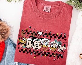Chemise de Noël rétro Disney Comfort Colors®, chemise de Noël Mickey et ses amis, t-shirt de Noël assorti WDW Disneyland, t-shirt joyeux Noël