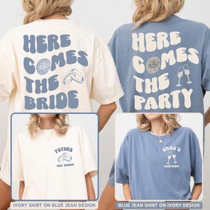 Custom Retro Bachelorette Party Comfort Colors® Shirt, Here Comes the Bride Matching Shower, Gift for Bride To Be Bridesmaid, Bride Squad
