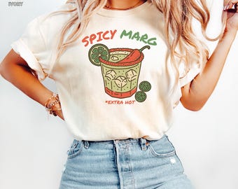 Spicy Marg Comfort Colors® Shirt, Margarita Social Club Tee, Cocktail Graphic Top, Summer Party Drink Lover T-shirt, Beach Vibes Shirt