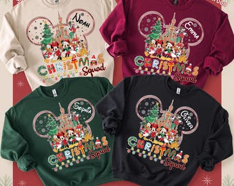 Custom Disney Christmas Sweatshirt, Custom Name Disney Christmas Squad, Disney Christmas Sweat, Custom Christmas Hoodie, Disney World Sweat