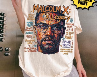 Malcolm X Legacy Comfort Colors® T-Shirt, Black History Month Shirt, Afro American Tee, Human Right Freedom Shirt, Black History Month Tee