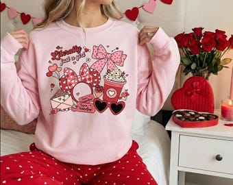 Literally Just A Girl Sweatshirt, Disney Valentine's Day Sweater, Magic Kingdom Hoodie, Minnie Valentine Crewneck, XOXO Valentine Gift