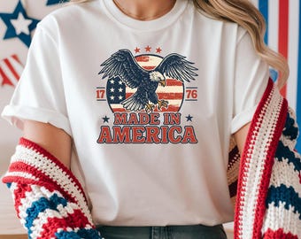 America Eagle-shirt, Memorial Day-T-shirt, 4 juli-shirt, damesshirt 1776 juli patriottische adelaar, dames-t-shirts 4 juli