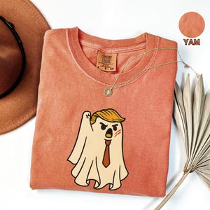 Ghost Trump Halloween Comfort Colors® Shirt, Funny Trump Ghost Shirt, Pumpkin Trump Shirt, Presidential Humor Shirts, Cute Ghost T-Shirt