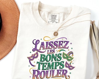 Laissez Les Bons Temps Rouler Comfort Colors® T-Shirt, Retro Mardi Gras Shirt, Fat Tuesday Tee, Louisiana Shirt, Mardi Gras 2026 Shirt