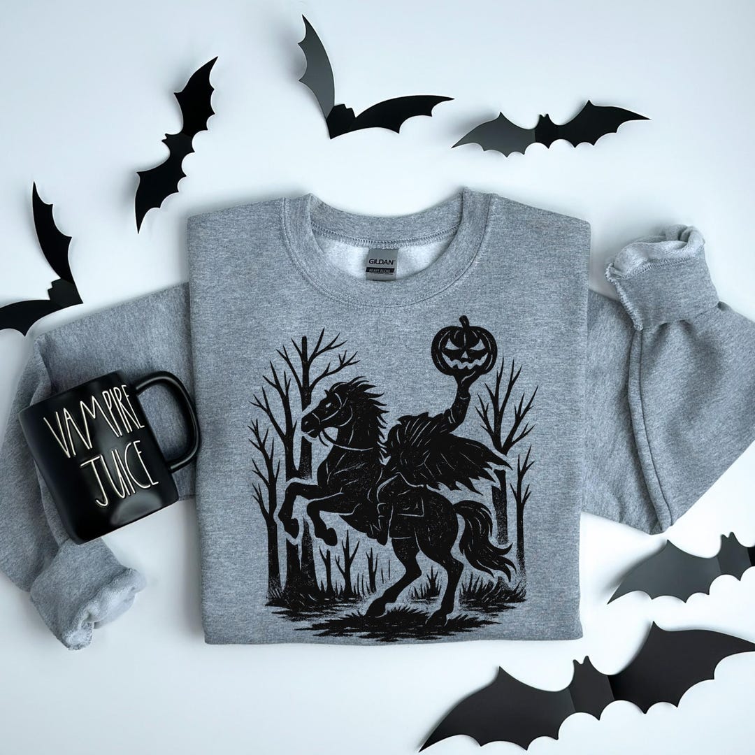 Headless Horseman Sweatshirt, Halloween Unisex Sweatshirt, Fall Apparel ...