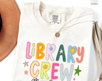 Koszulka Librarian Comfort Colors® z nadrukiem, koszulka z nadrukiem biblioteki, koszulka dla nauczyciela, koszulka dla personelu szkoły, prezent z podziękowaniem za koszulkę zespołu
