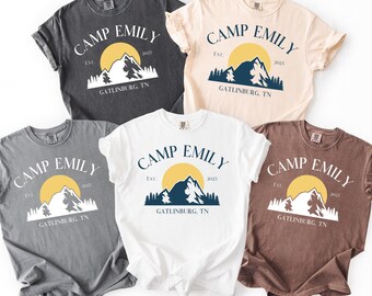 Custom Camping Bachelorette Comfort Colors® Shirt, Retro Camping Shirt, Personalized Camp Bach Tee, Mountain Bride Tee, Girls Trip Shirt