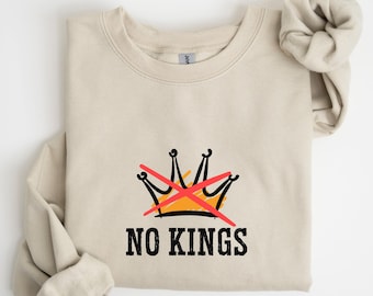 No Kings Sweatshirt, Anti Authoritarian Political Protest Sweat, Minimal No Kings In America Hoodie, Democracy Not Monarchy Sweatshirt
