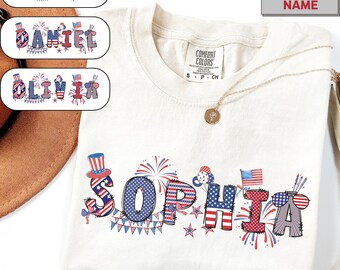 Personalized 4th Of July Family Matching Name Comfort Colors® Shirts, Custom Patriotic American Family Tee, Celebration Shirt, USA Love Tee