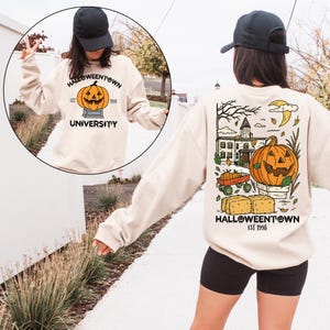 Sweatshirt Halloweentown Est 1998, 2-zijdige Halloweentown University-shirts, vintage Halloween-hoodie, pompoen-T-shirt herfstseizoen, spookachtig zweet