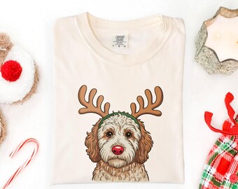 Christmas Goldendoodle Comfort Colors® Shirt, Christmas Dog Shirt, Dog Lover Gift, Holiday T-Shirt, Doodle Mom Shirt, Dog Lover Xmas Tee