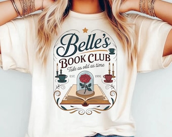 Disney Belle Book Club Comfort Colors® Shirt, Bookish Tee, Vintage Style Reading Shirt For Women, Tale As Old As Time, Book Lover Gift