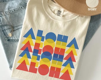Retro Aloha Hawaii Comfort Colors® Shirt, Aloha State T-shirt, Trendy Summer Tee, Retro Summer Holiday Gift, Hawaiian Shirt, Beach Lover Tee