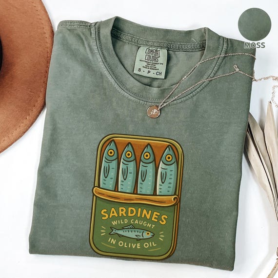 Sardine Comfort Colors® Shirt, Sardines T-shirt, Coastal T-shirt, French Aesthetic, Summer Shirt, Tinned Fish Graphic Shirt, Fisherman Tee
