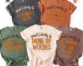 Chemises d'Halloween familiales personnalisées assorties à Comfort Colors®, Très probablement pour une fête d'Halloween, Chemise d'Halloween assortie, Chemises de groupe personnalisées