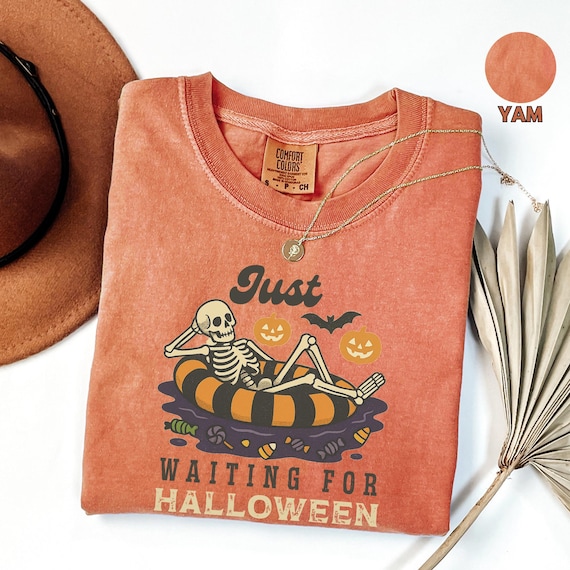 Summerween Comfort Colors® Shirt, Summer Skeleton, Spooky Summer Tee, Retro Summer, Girly Summer, Beach Vibes Tee, Halloween Skeleton Shirt
