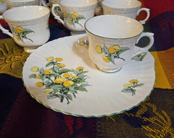 Staffordshire Tea Cup And Saucer Set Cornwall pattern 12 cups 11 saucers