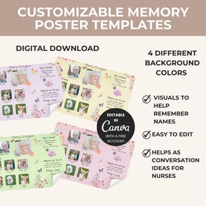 Alzheimer Senior Personalized Memory Poster for Care home Template Nursing home door sign Elderly Care Ideas Memory support Poster History