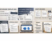 ATS Resume Template 2026 • Professional Cover Letter + References • Editable Word Google Docs • Job Application Guide • Corporate CV