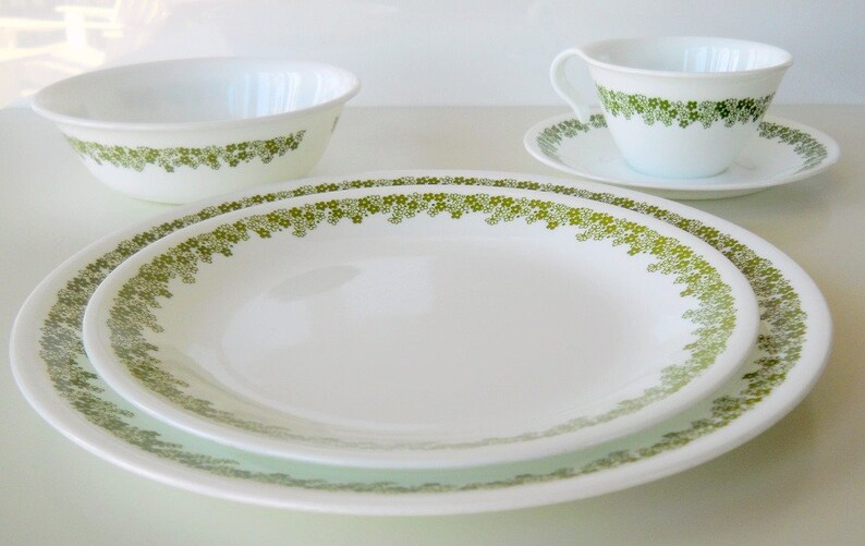 SALE Vintage Corelle Spring Blossom Green Eight Etsy
