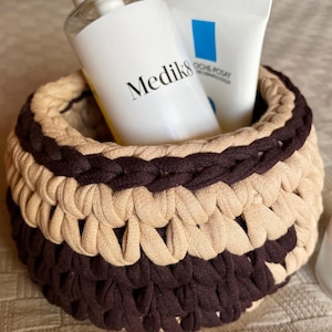 Handmade Crochet Basket Organizer - Decorative Storage for Cables, Accessories, Makeup, and More