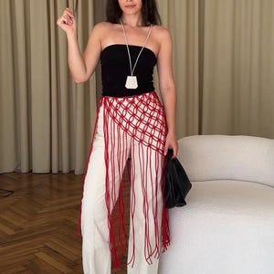 Handmade macrame belt shawl – boho hip wrap, fishnet skirt, beach pareo, summer festival cover-up, dancewear, mesh cape, unique gift for her