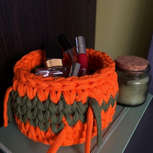 Handmade Crochet Basket Organizer - Decorative Storage for Cables, Accessories, Makeup, and More