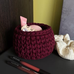 Handmade Crochet Basket Organizer - Decorative Storage for Cables, Accessories, Makeup, and More