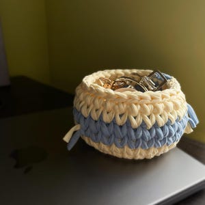 Handmade Crochet Basket Organizer - Decorative Storage for Cables, Accessories, Makeup, and More