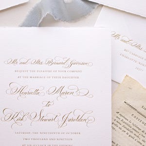 Foil Wedding Invitation - Duke Design- Foil,Letterpress, Monogram,Calligraphy,Traditional, Elegant, Simple, Classic, Script, Custom, Formal