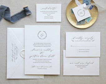 Serenbe Letterpress Wedding Invitation - Calligraphy,Traditional, Elegant, Simple, Classic, Script, Custom, Formal, Destination