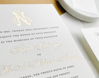 Letterpress and Foil Wedding Invitation - Charleston Design