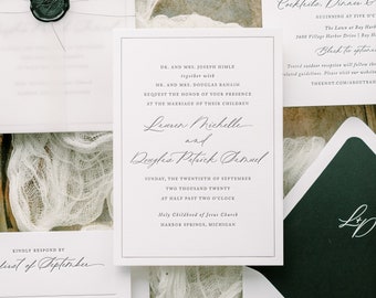 Letterpress Wedding Invitation - Savannah Design