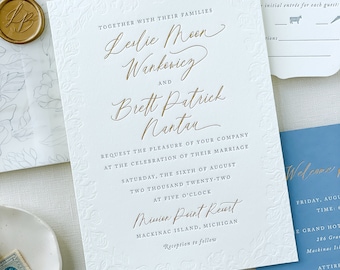 Letterpress Wedding Invitation - Provence Design