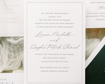 Letterpress Wedding Invitation - Savannah Design