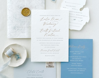 Letterpress Wedding Invitation - Provence Design