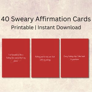 40 tarjetas de afirmaciones groseras para imprimir / Afirmaciones atrevidas / Afirmaciones rudas / Afirmaciones diarias Regalo para ella / Descarga instantánea Confianza