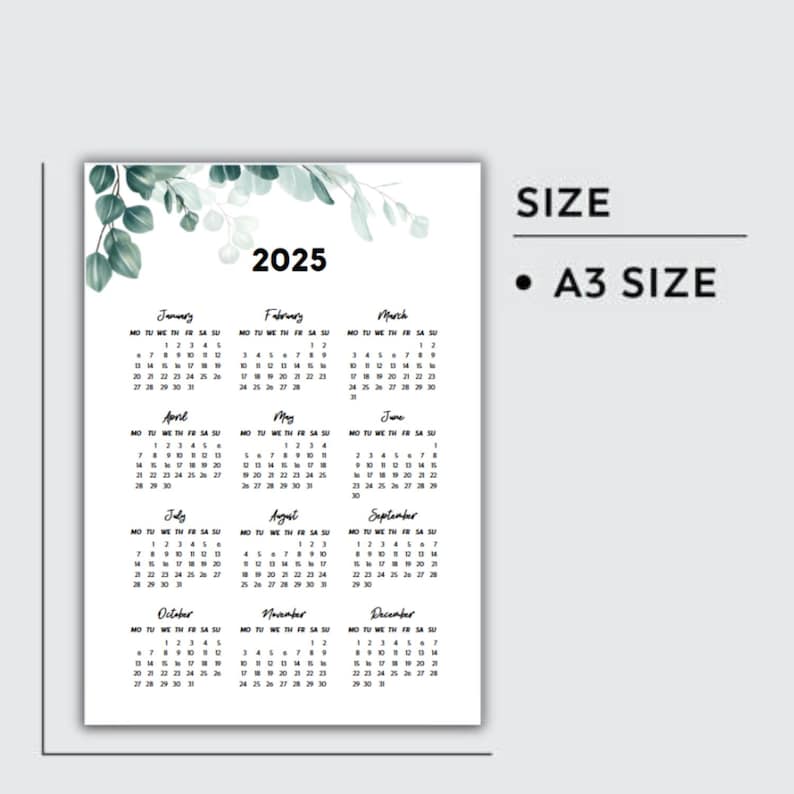 2025 Editable Calendar Template | Canva Printable Calendar | Greenery