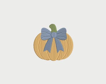 Cute Pumpkin with Bow Machine Embroidery Design, Autumn Embroidery File, Flirty Little Pumpkin with Bow, 5 Sizes.