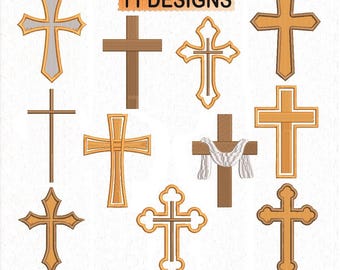 Cross stitch machine embroidery design, 11 different cross stitch designs, Christian cross stitch embroidery file, religious embroidery.