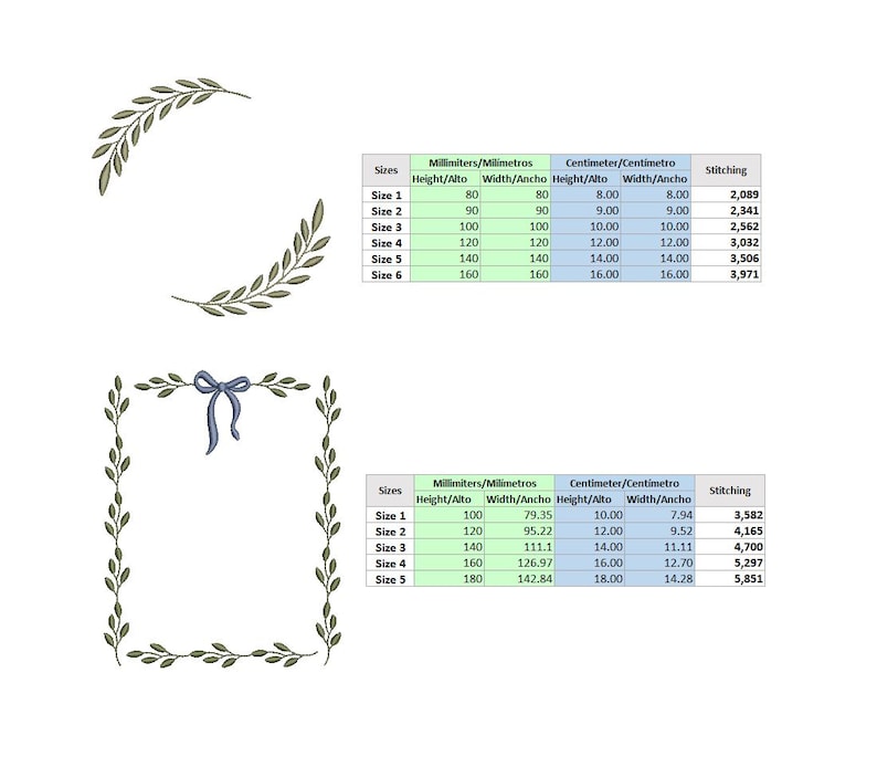 Set of 20 Decorative Embroidery Designs, Monogram Leaf Frame, Leaf and ...