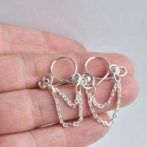 Nipple nooses Sterling silver adjustable nipple rings with chains