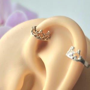 Gold plated over Sterling silver ear cuff "Crown"