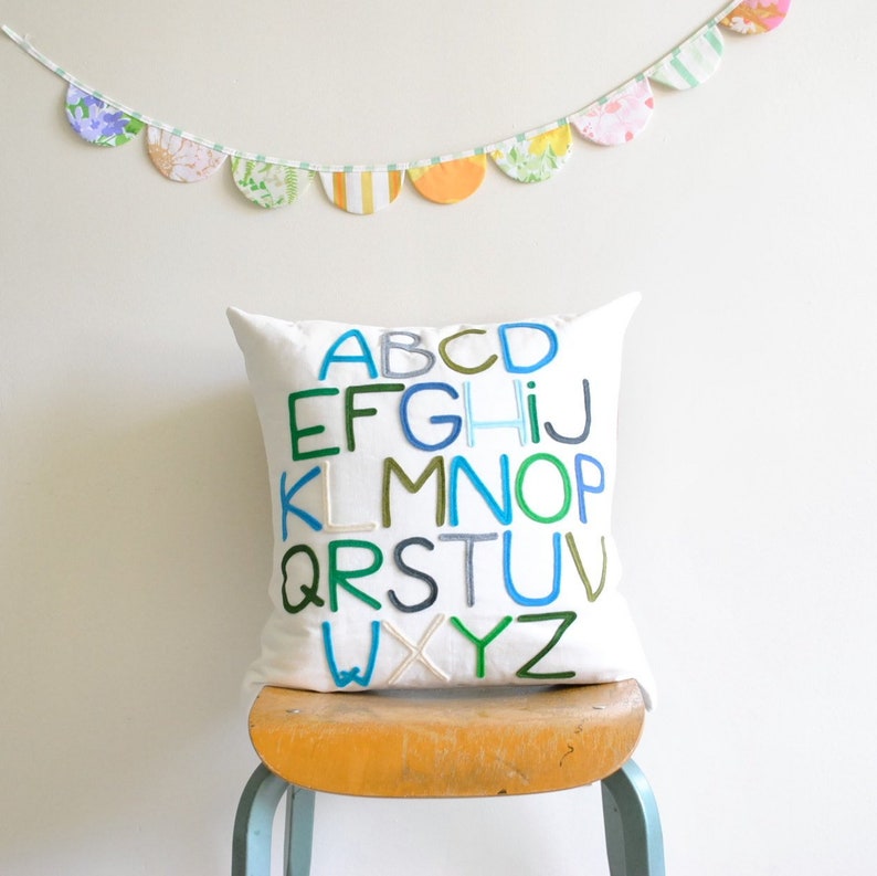 Modern Abc Alphabet Pillow Linen and Felt by Pillow Etsy