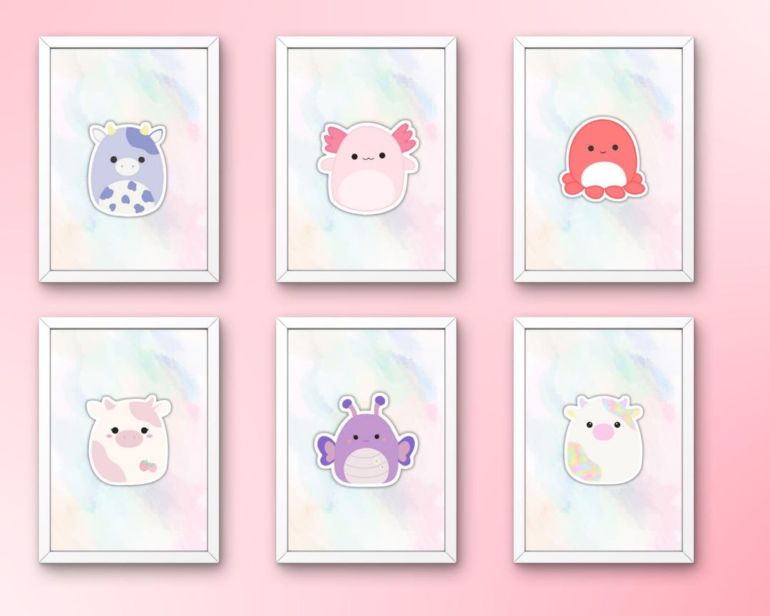 Squishmallow Poster, 6 Set Squishamallow Wall Art, Room Decor for Tween ...